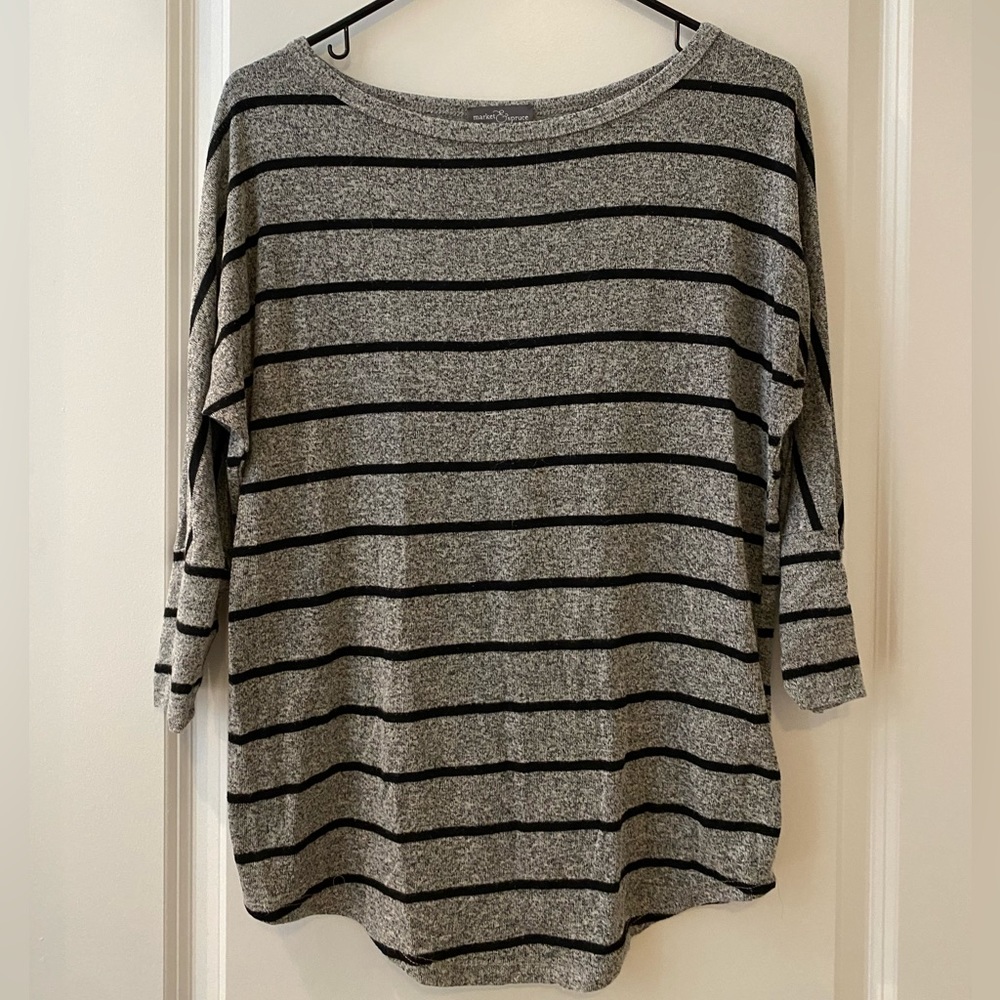 3/4 sleeve striped loose tee